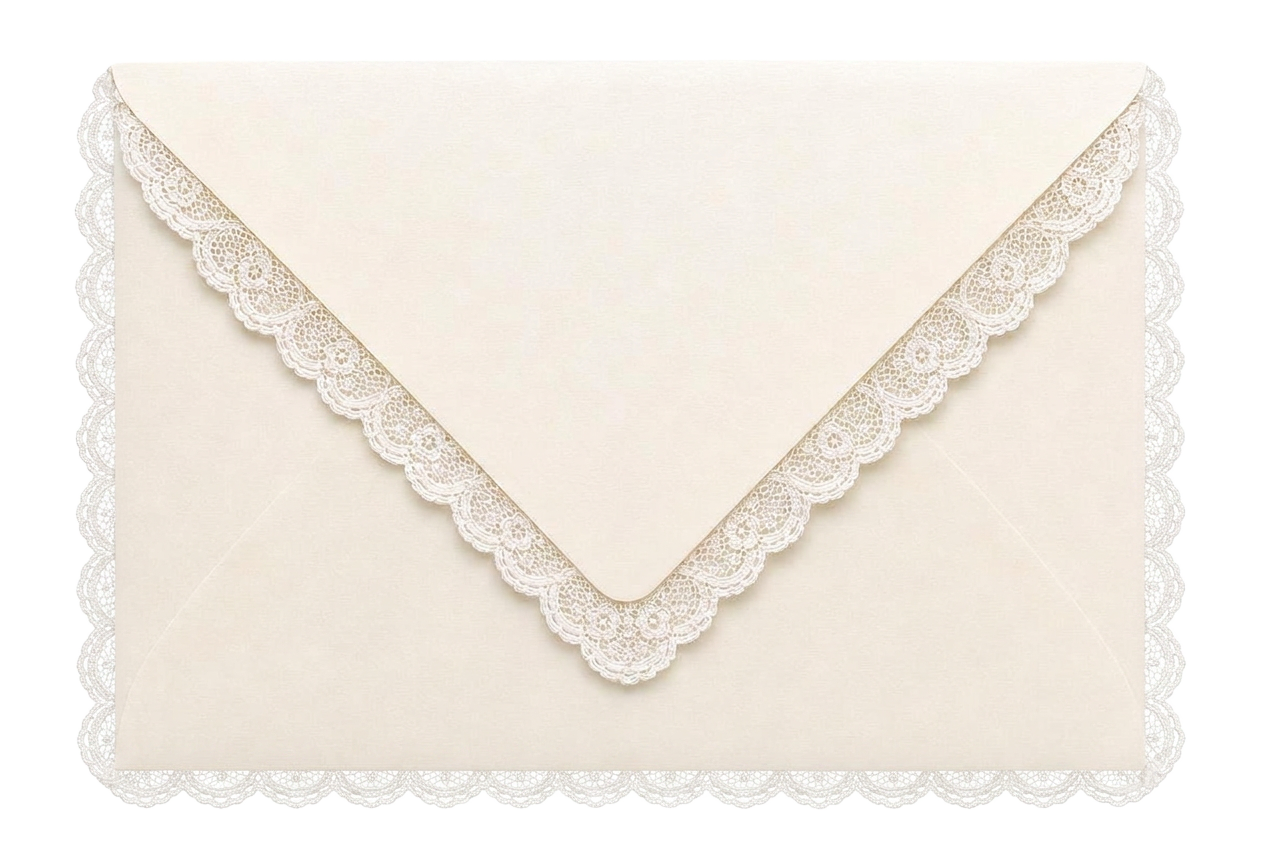 Cream envelope with lace trim